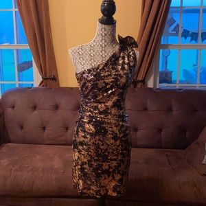 Stunning black and gold sequin dress size m